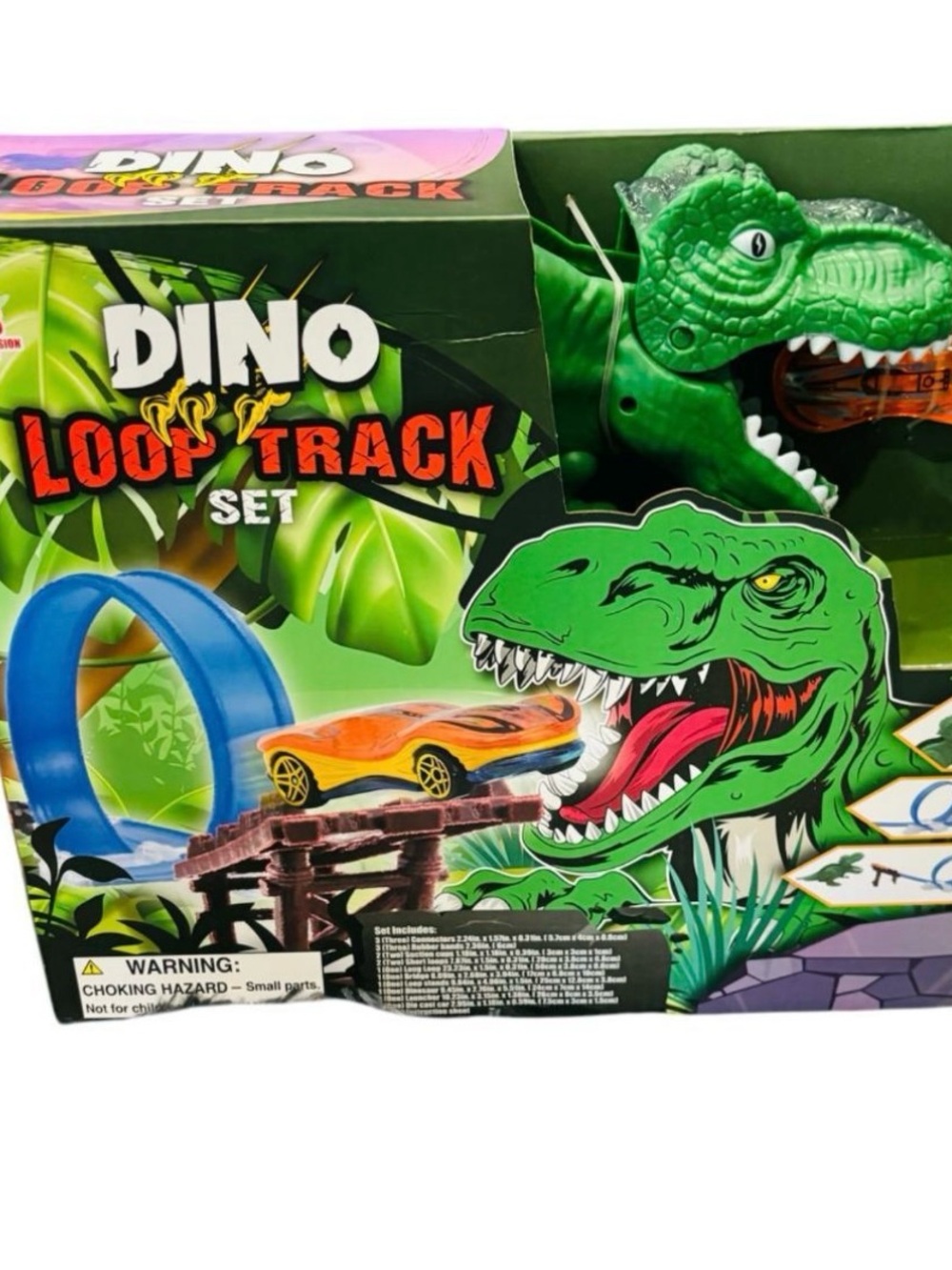 Dino Loop Track Set - Green Dinosaur Action Toy with Blue Loop
